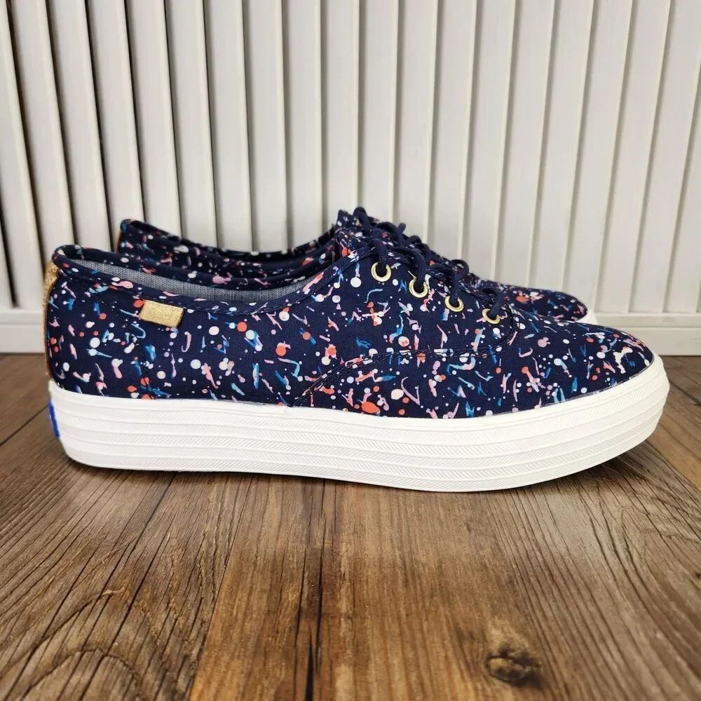 Keds Champion Liberty Dot Womens Sz 8.5 Navy Blue Lifestyle Comfy Sneakers Shoes